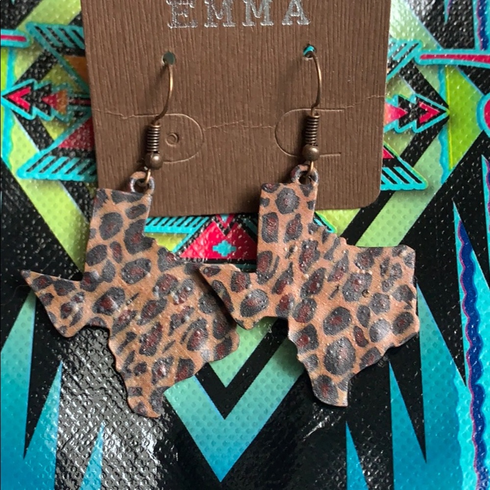 Texas State Cheetah Earrings Fish Hook